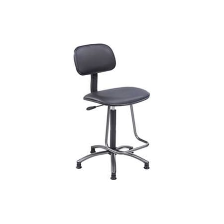 Global Industrial Production Stool, Vinyl Upholstered, Black 240140BK